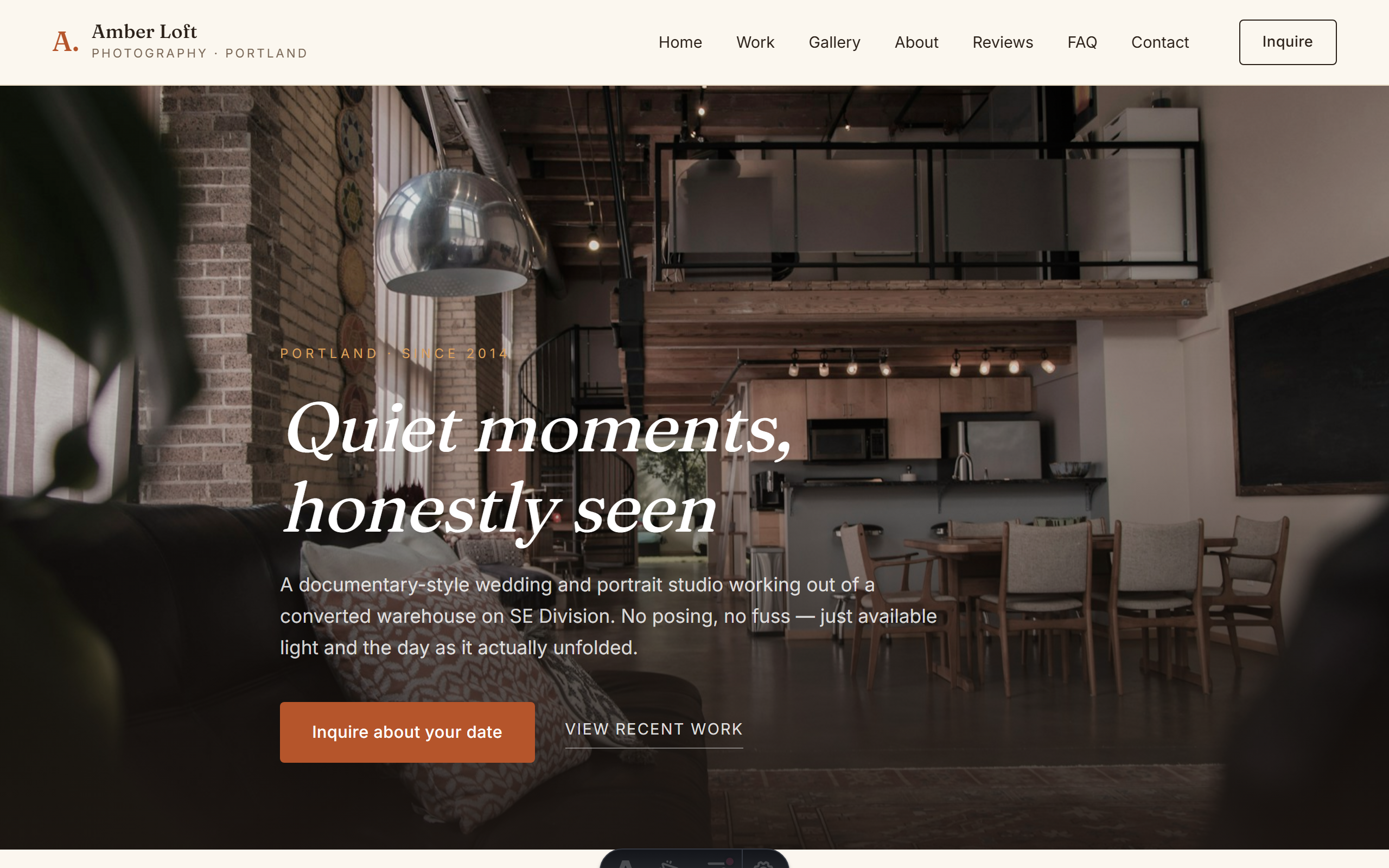 Amber Loft Photography homepage preview